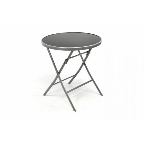 Záhradný bistro stolík sklenený so sklápacou doskou – strieborný