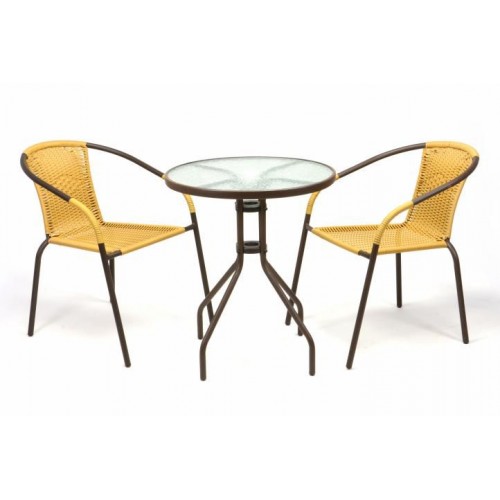 Záhradný balkónový set 2 stoličky + sklenený stolík