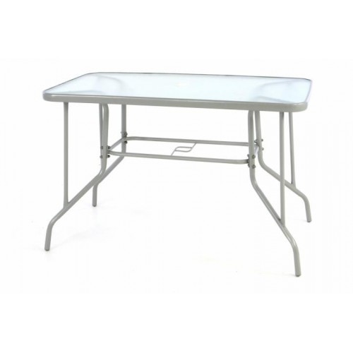 Záhradný obdĺžnikový stôl BISTRO so sklenenou doskou - sivá