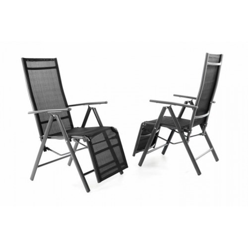 Záhradná sada 2 x hliníkové skladacie kreslo s podnožkou RELAX - antracit