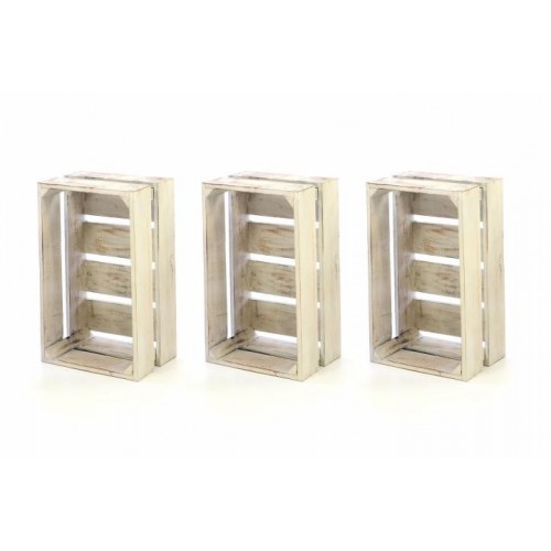 Sada drevených debničiek VINTAGE DIVERO - 3 ks biela