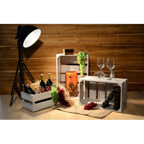 Sada drevených debničiek VINTAGE DIVERO - 3 ks biela