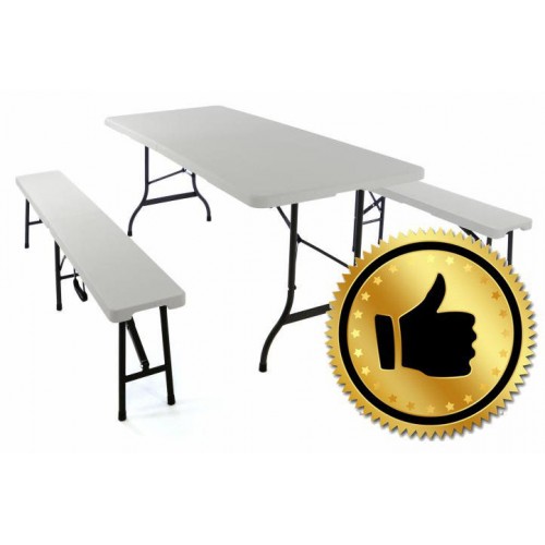 Skladací záhradný stôl Garth + 2 lavice