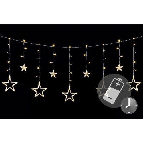 NEXOS Vianočná reťaz - hviezdy, 1,65 m, 138 LED, teplá biela