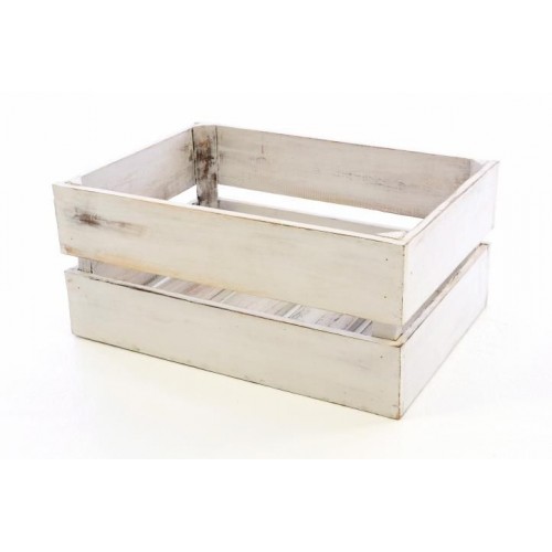 Drevená debnička VINTAGE DIVERO biela - 51 x 36 x 23 cm