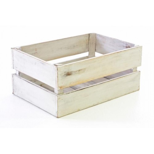 Drevená debnička VINTAGE DIVERO biela - 51 x 36 x 23 cm