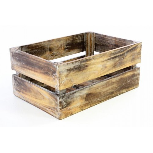 Sada 3x drevená debnička VINTAGE DIVERO hnedá - 44 x 28 x 19