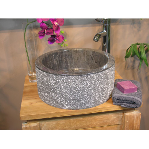 Umývadlo z prírodného kameňa MIRUM 509 Ø 40 cm Black