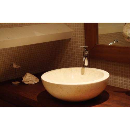 Umývadlo z prírodného kameňa Gemma 501 leštený mramor Ø 40 cm Cream