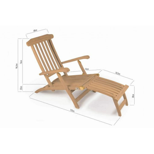 Záhradné drevené lehátko Diver Florentine s podnožkou - teakové drevo
