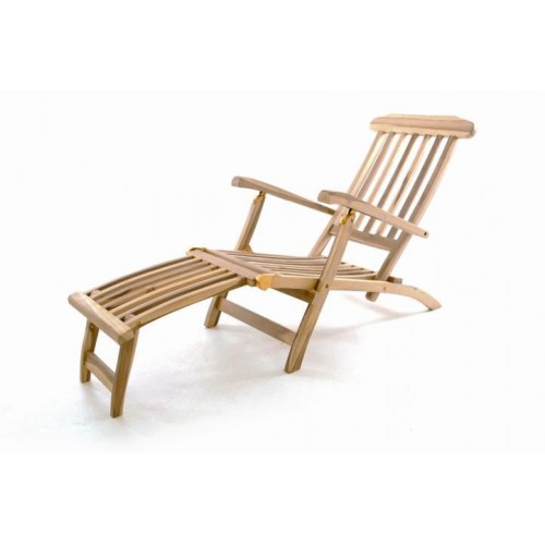 Záhradné drevené lehátko Diver Florentine s podnožkou - teakové drevo