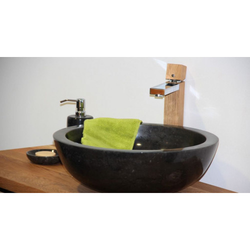 Kamenné umývadlo Gemma 501 leštený mramor Ø40 cm, black