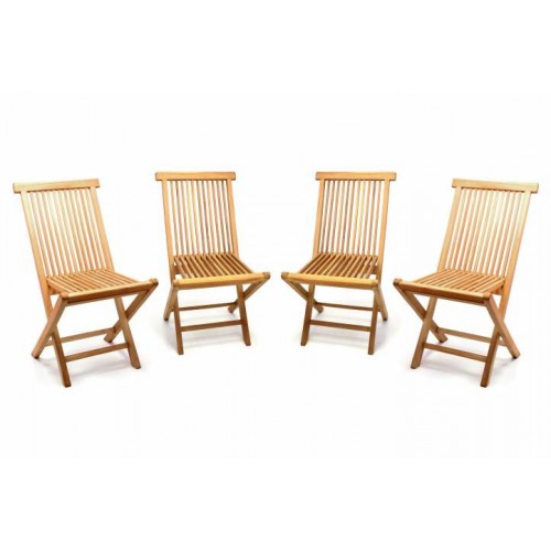 Sada 4 kusov - záhradné skladacie stoličky DIVERO - teak