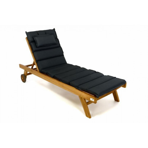 Záhradné lehátko z tíkového dreva + antracitové polstrovanie