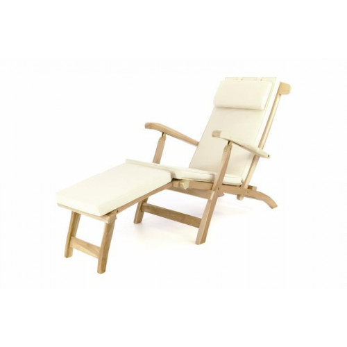 Záhradné drevené lehátko DIVERO Florentine + polstrovanie - béžové