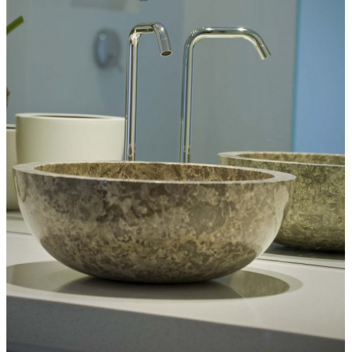 Umývadlo z prírodného kameňa Gemma 501 leštený mramor Ø 45 cm Grey