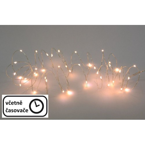 NEXOS LED osvetlenie strieborný drôt, 40 LED, teplá biela NEXOS LED osvetlenie strieborný drôt, 40 LED, teplá biela