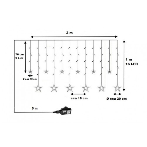 VOLTRONIC Vianočný záves hviezdy 150 LED, teplá biela