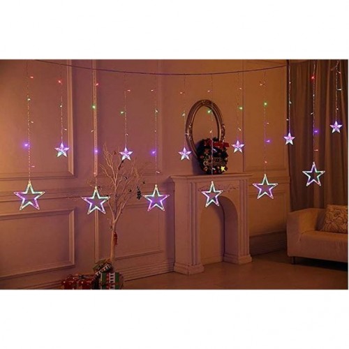 VOLTRONIC Vianočný záves,svietiace hviezdy, 150 LED, farebný