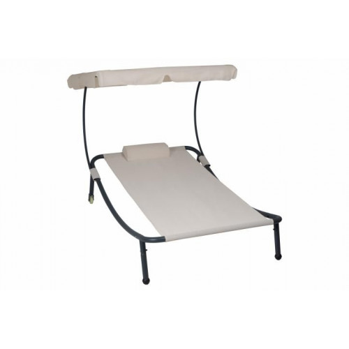 Záhradné lehátko so strieškou a kolieskami - 202 x 139 x 152