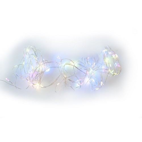 NEXOS Svetelný strieborný drôt, 40 LED, časovač, farebný