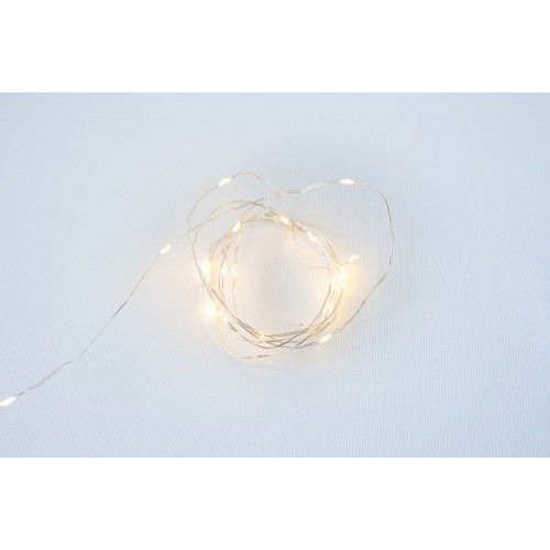 NEXOS LED osvetlenie strieborný drôt, 20 LED, teplá biela