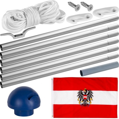 Vlajkový stožiar vrátane vlajky Rakúsko - 650 cm