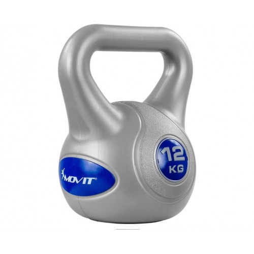 MOVIT Kettlebell činka - 12 kg, sivá/tmavomodrá