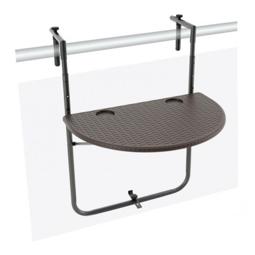 Závesný sklopný stolík ratanového vzhľadu - hnedý