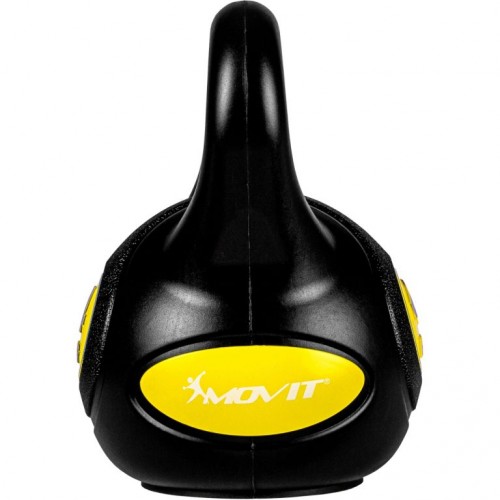 MOVIT Kettlebell činka - 4 kg, čierna/žltá