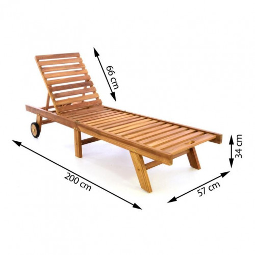 Záhradné lehátko z teakového dreva s polstrovaním