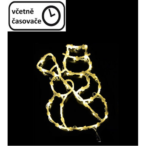 Vianočná dekorácia na okno - 35 LED, snehuliak