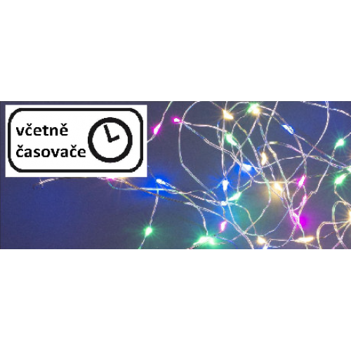 NEXOS Svetelný strieborný drôt, 40 LED, časovač, farebný