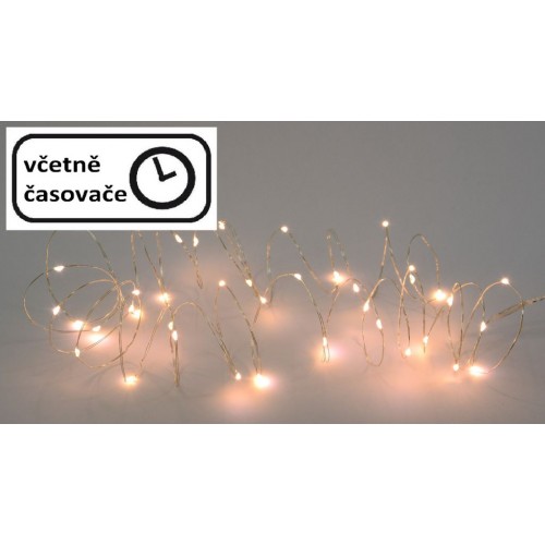 NEXOS LED osvetlenie- strieborný drôt,20 LED, teplá biela