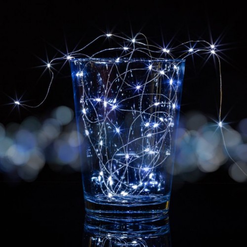 VOLTRONIC 2x svetelný drôt 200 LED, studeno biela