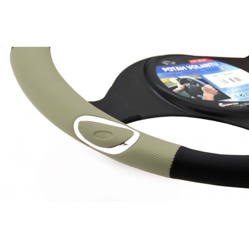 Poťah na volant RALLY - béžový / čierny