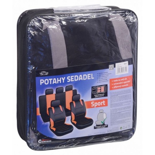 Sport poťahy sedadiel sada 9 kusov - šedé
