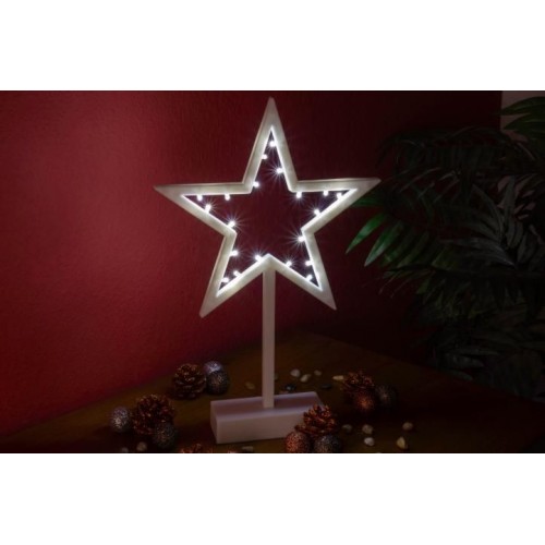 Vianočná dekorácia - hviezda na stojančeku, 38 cm, 20 LED