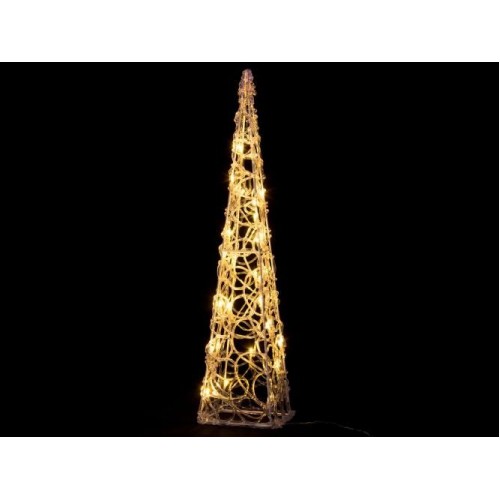 Vianočný akrylový ihlan 60 cm - teple biely, na batérie