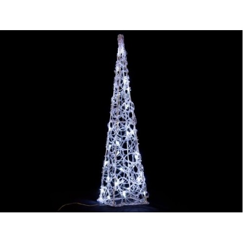 Vianočný akrylový ihlan 60 cm - studeno biely, na batérie