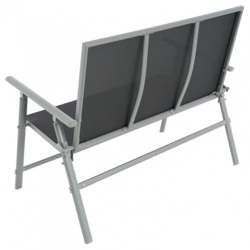 Záhradná hliníková lavička, 2-miestna, 119 cm, sivá