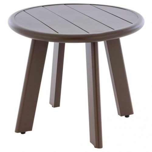 Okrúhly hliníkový stolík, tmavohnedý