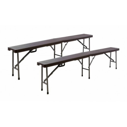 Záhradná sada 2 ks lavíc v ratanovom vzhľade - hnedá