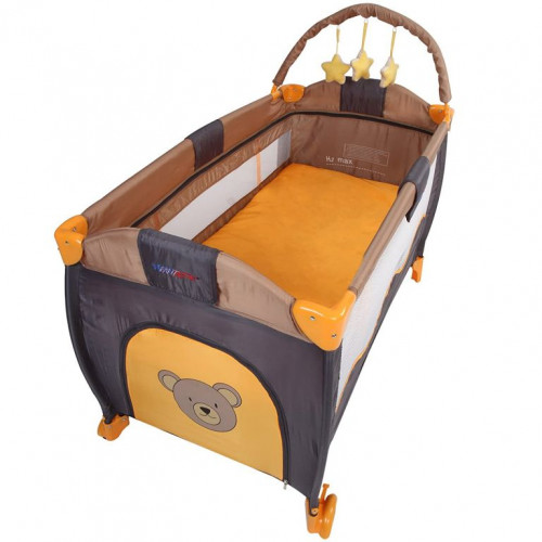 Detská postieľka, cestovná, oranžová/sivá