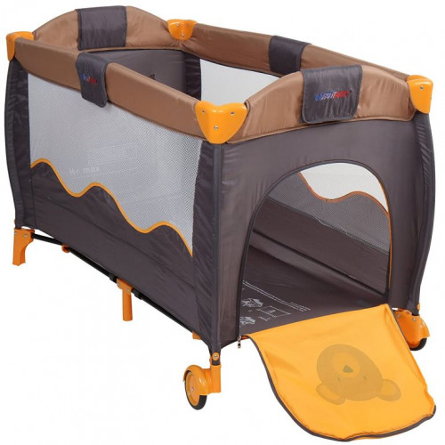 Detská postieľka, cestovná, oranžová/sivá