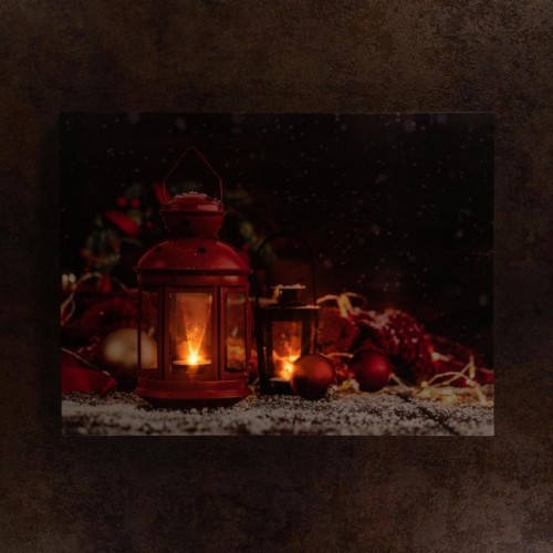 Nástenná maľba červené lampáše, 2 LED, 30 x 40 cm