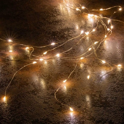 NEXOS LED osvetlenie- strieborný drôt,64 LED, teplá biela