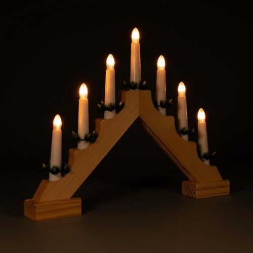 Vianočný svietnik na batérie, 7 LED svetiel, ihlan