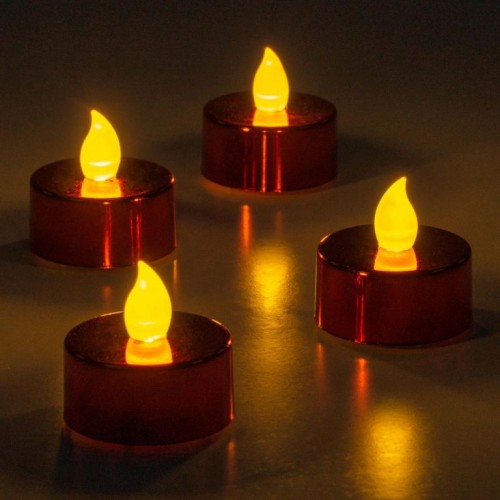 NEXOS Sada 4 LED čajových sviečok na batérie, červené NEXOS Sada 4 LED čajových sviečok na batérie, červené