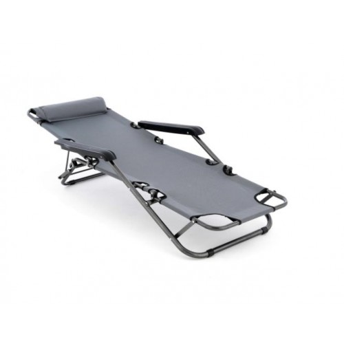 Skladacie záhradné lehátko, sivá